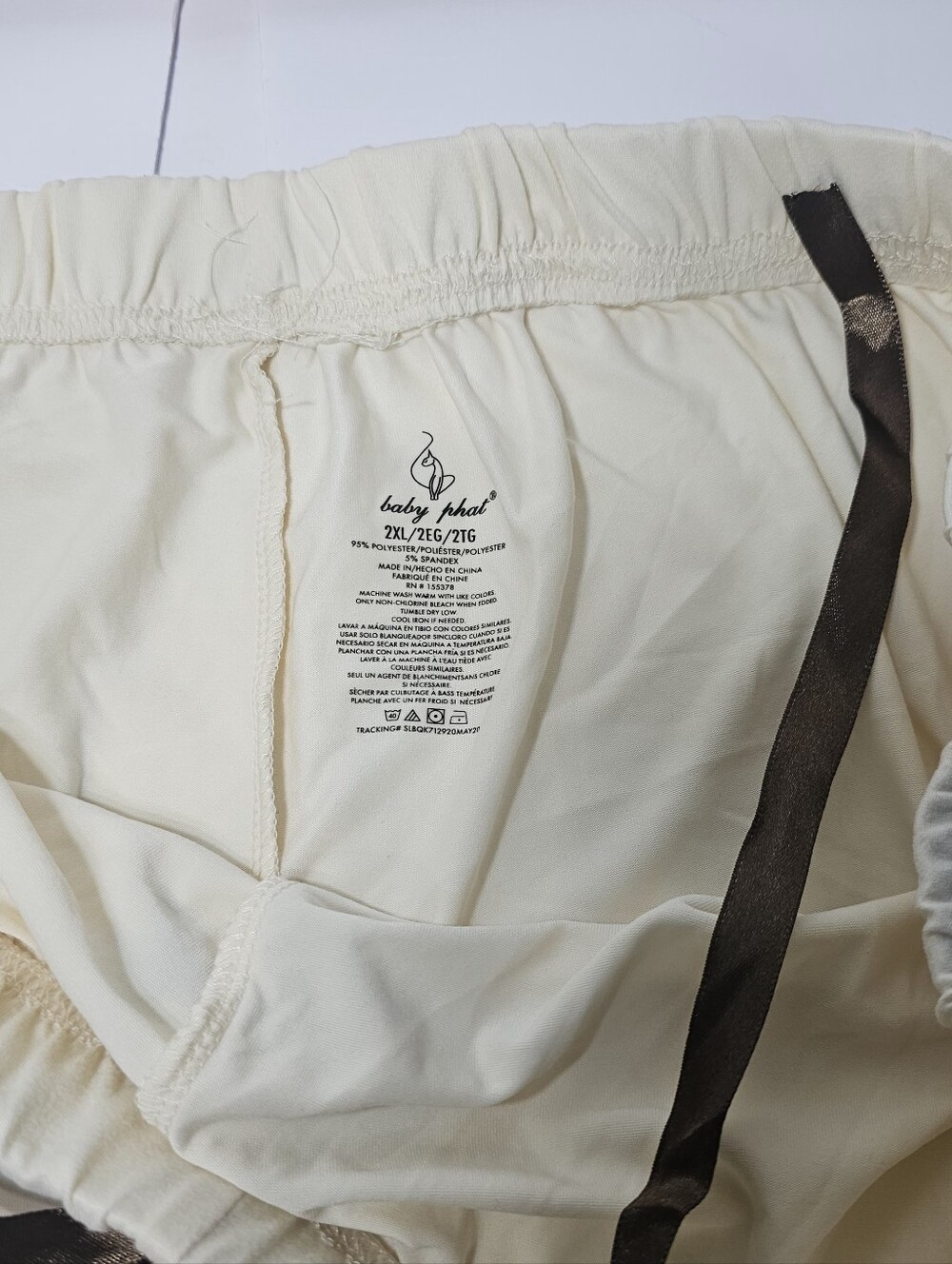 Baby Phat Cream Pajama Set with Leopard Trim Y2K RETRO Sz 2XL - Picture 7 of 9